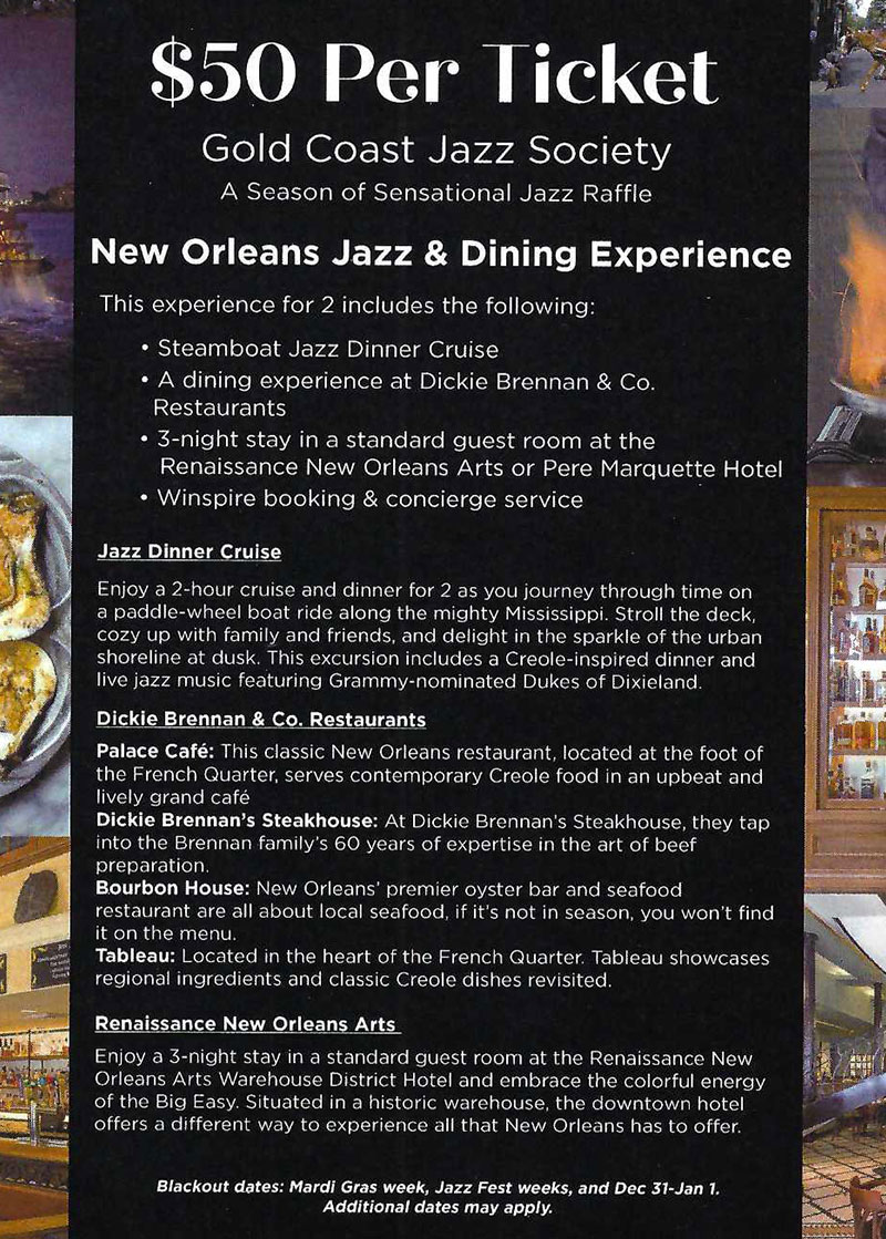 Gold Coast Jazz New Orleans Raffle